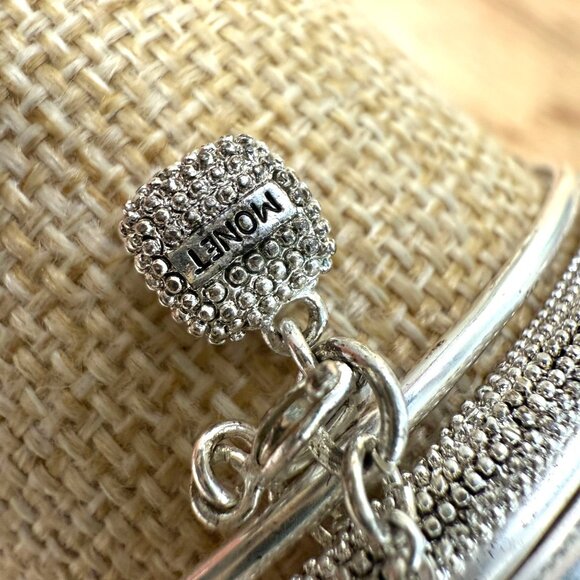 Vintage Monet Silver-Tone Stackable Bangle Bracelets With Textured & Smooth Desi - Picture 6 of 12